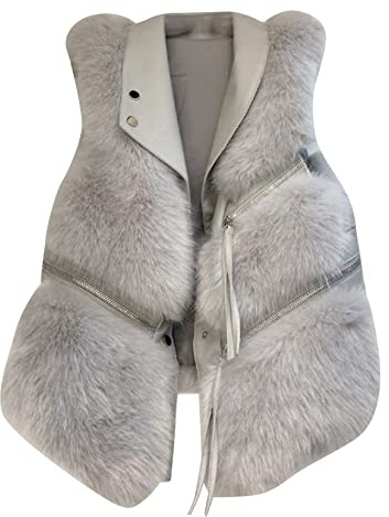 Dawwoti Cropped Faux Fur Vest for Women,casual Button Zipper Sleeveless Coat Vest for Winter Fall