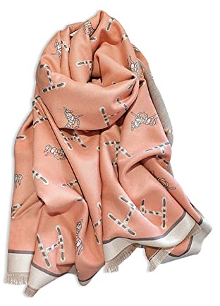 LumiSyne Winter Scarf Cashmere Shawl For Women Letter And Retro Horse Pattern Warm Pashmina Scarves With Tassel Soft Long Wraps Stole