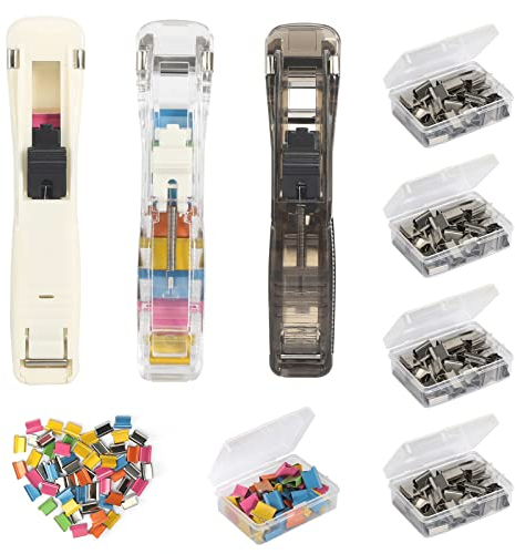 Hefter Hefter Clip Reusable Creative Stapler Mini Push Hefter Set mit 250 Stück Wiederverwendbare Heftklammern Ergonomisches Design mit für Büro Home Schulbedarf