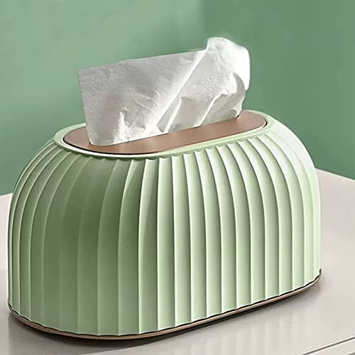Scatola per fazzoletti in plastica con coperchio, a righe, dispenser per fazzoletti, porta fazzoletti, organizer decorativo, per bagno, soggiorno, camera da letto (verde)