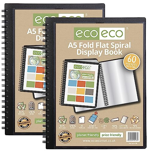 eco-eco Eco138x2 Lot de 2 protège-documents A5 50% recyclés 60 pochettes à spirales