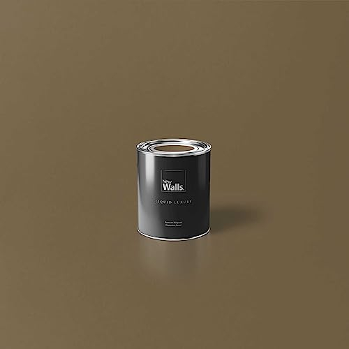 New Walls Premium Wandfarbe Braun, Mokka Liquid Luxury Dispersionsfarbe für Innenräume – 1 L