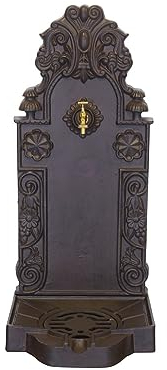 Brunnen Standbrunnen Wandbrunnen im antiken Stil Aluguss braun H: 104 cm (11134)