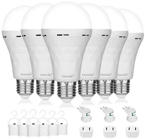 Ostwiki 6 Pack Rechargeable Emergency Light Bulbs Battery Operated Bulb