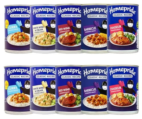 Cooking Sauce Bundle - Contains Homepride Curry, White Wine & Cream, Red Wine, Barbeque and Chasseur Cooking Sauce 2 Tins of Each!