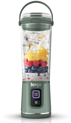 Ninja Blast Tragbarer Mixer / Blender / Smoothie Maker, 530ml Becher, Auslaufsicherer Deckel, Leistungsstarker Mini Standmixer, Kabellos & Wiederaufladbar, Zerkleinert Eis & Obst, Grün, BC151EUEM