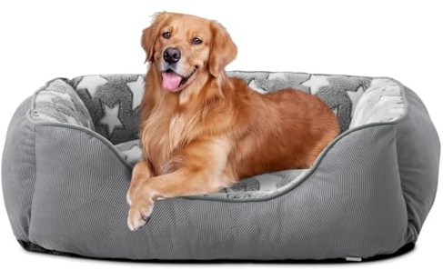 FURTIME Cama para perros grandes, cesta para perros, lavable, antideslizante, mullida, colchón para perros con bordes elevados, sofá suave para perros y gatos, XL (89 x 63 x 23 cm), color