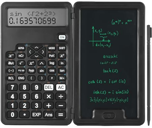 OFFCUP Wissenschaftlicher Taschenrechner, 5 Zoll LCD Schreibtablett und Stift, 2-1 Scientific Taschenrechner mit 240 Funktionen Engineering Calculator für Studenten High School Lehrer, Schwarz