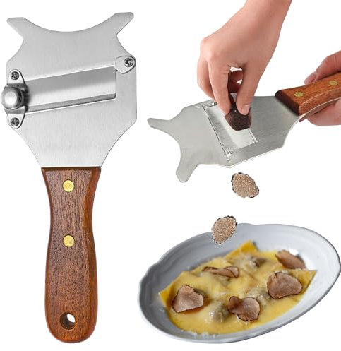 DONOONIS Trancheur de Truffes,rape a truffe,mandoline truffe,rapeuse fromage,Rasoir à Truffe Trancheuse à Fromage à Truffe Réglable avec Poignée en Bois pour Légumes, Ail, Champignons