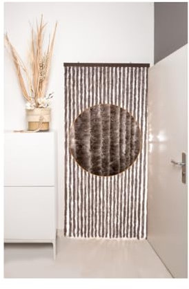 DEFACTO Fleece Curtain Door Curtain (90 x 200 cm) Chenille Fly Protection Insect Protection Camping 100% Made in Italy - Versatile, Easy to Clean, Effective Privacy and Heat Blocker - Deaf