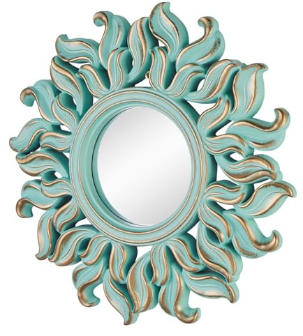 HiempTru 25 cm Runder Wandspiegel, Grüner Kreis Spiegel für Schlafzimmer, Eingangsbereich, Wohnzimmer, Dekorative Moderne Wanddekoration