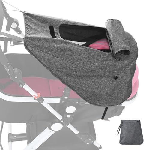 FDHBDF Voile d'ombrage pour poussette, protection UV 50+, imperméable, protection solaire, poussette avec fenêtre et ailes d'ombre, montage facile