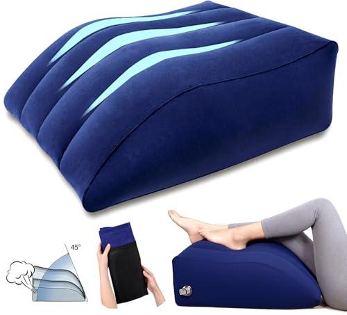 LuxoCare Cojín Hinchable para piernas Elevado, cojín de cuña para Dormir, Embarazo y recuperación quirúrgica, para aliviar el estrés de Las piernas y Promover la circulación sanguínea (Azul)