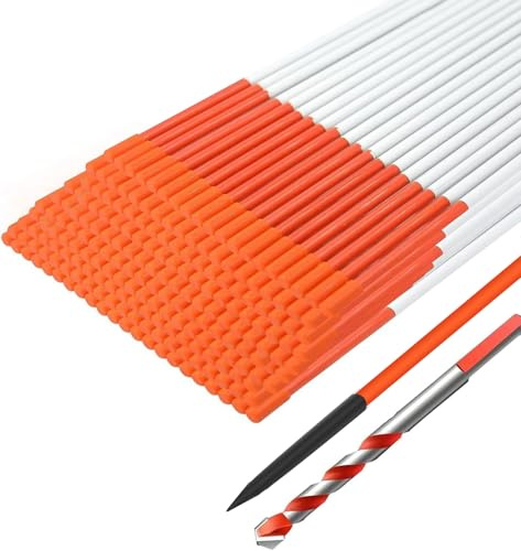 Driveway Markers 48 inch 100pcs, 5/16” Dia 4FT Snow Stakes with Reflective Tape, Highly Visible for Parking, Walkways, Snow Markers, 4FT Orange Fiberglass Poles Reflectors Markers with Steel Drill Bit