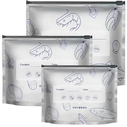 30 Unidades Bolsas para Congelar Alimentos - Bolsa De Almacenamiento De Papel De Aluminio Resellable - La Cremallera Impide De Humedad, Aire, Luz, para Verduras, Frutas, Mariscos Y Carnes