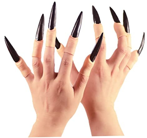Nail Claws Uñas postizas 10PCS Flecha Anillos de garra Cosplay Puntas de los dedos Fiesta Halloween Prop Bruja Garras Armadura Dedo Gótico Vampiro Uñas, Brujas