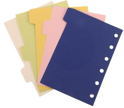 Zerodeko Separadores de Índice para Mini Carpeta A7, 5 Hojas Sueltas con Pestañas, Divisores de Página para Oficina y Escuela, Material de Oficina Portátil para Organización y