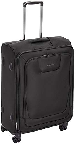 Amazon Basics - Premium-Weichschalen-Trolley mit TSA-Schloss, erweiterbar, 51.8 cm, Handgepäck, Schwarz