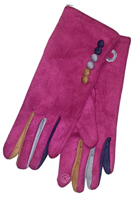 Vera Tucci Margot G05 Gants en daim pour femme avec écran tactile Multicolore, framboise, 38