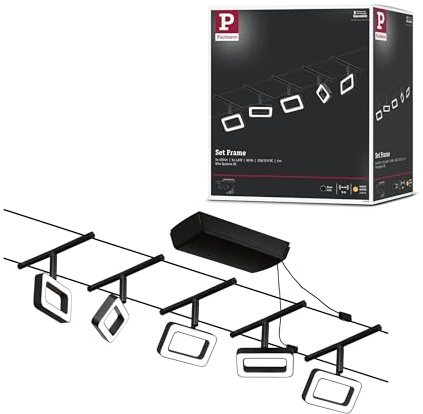 Paulmann 94485 LED Cable System Frame Base Set 5 x 400 lm incl. 5 x 4.8 W Warm White Matt Black Chrome Plastic Metal 3000 K