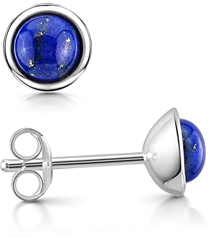 Materia Lapislazuli Ohrstecker Damen - Edelstein Ohrringe rund SO-46-Blau