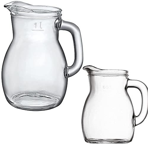 Caraffa in Vetro Bottiglia brocca da Mezzo 1 litro da Cantina per Vino da tavola casa Particolare Elegante Moderno-1 brocca da 0,25 Litri