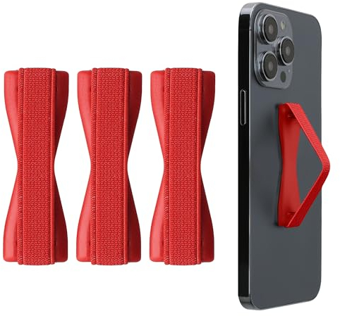 kwmobile Smartphone Fingerhalter 3 Set - Einhandbedienung - 3X Metallic Dunkelrot Halterung mit Griff