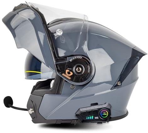 Flip-Up Casques De Moto Modulable,Bluetooth Casque Moto Intégraux avec Double Visière Microphone Casque De Motocross pour Homme Et Femme ECE Homologué Modulables Casques 7,4XL