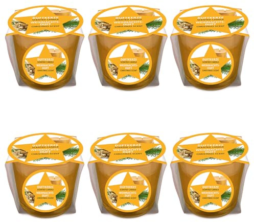 pajoma® Mini Duftkerze 6er-Set, Weihnachtsduft - Weihnachten Edition | 45g Wachsgewicht, Brenndauer: 10 Stunden, in edler Geschenkverpackung | Premium Qualität