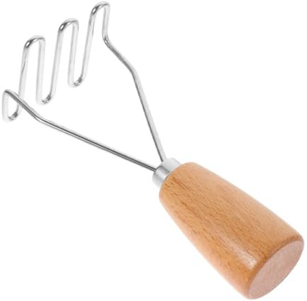 ABOOFAN Stainless Steel Potato Masher with Wooden Handle Easy Clean Manual Potato Crusher Kitchen Tool Suitable for Baby Foods Beans Vegetables Fruits