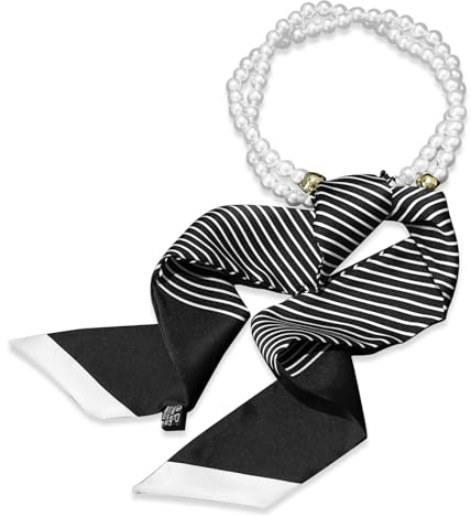 LumiSyne Bufanda De Seda Collar Mujer Chica Flaco Larga Pañuelo De Cuello Con Collar De Perlas Estampado Flores Patrón Letras Rayas Decoración Bufanda De Cuello Corbata Pañuelo Cinta Banda Cabeza