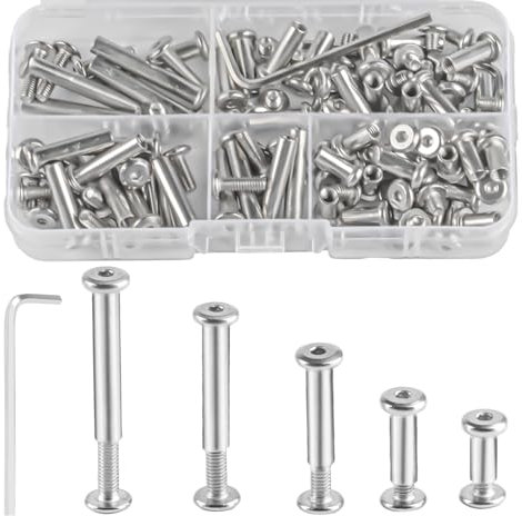 56 Sets M4 Möbelschrauben mit Hülse, Hülsenschrauben, Möbelverbinder Schrankverbinder, Edelstahl Möbel Verbindungsschrauben für Möbel Holzbrettern Schränken Möbelverbinder Schrauben