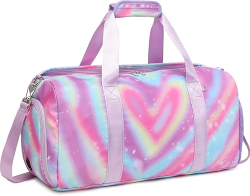 Resväska barn dansväska weekend bag bastuväska träningsväska simväska duffle bag sportväska med skofack, Färgglad lila