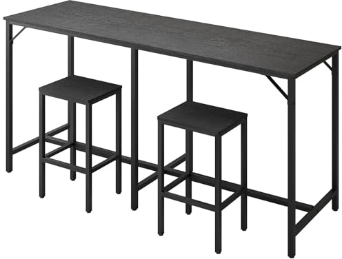 YATINEY 70.9 Bar Table and Chairs Set, Dining Table and Chair Sets, 3 Piece Counter Height Table and 2 Stools, Kithcen Table for Home Restaurant, Bar, Black BT09BB
