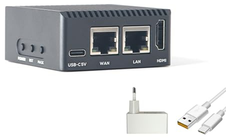 youyeetoo FriendlyElec NanoPi R3S-LTS mini router, 1/2 GB LPDDR4, 0/32 GB eMMC, RK3566 Soc, OpenWRT med Dual Gbps Ethernet, för IOT NAS Smart Home Gateway (1 GB RAM, utan eMMC, med strömförsörjning)