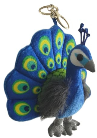 SZLIFE Portachiavi di Peluche a Forma di Pavone, Animale di Peluche, Creativo, Carino, Adorabile, Ciondolo per Borsa, per Bambini, Uomini e Donne, Blu