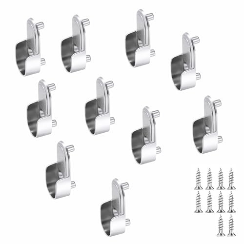 10 Pièces Support Tringle Penderie Supports d'Extrémité de Rail avec Vis Support de Tringle à Vêtements pour Barre Penderie Vetement, Porte Manteau