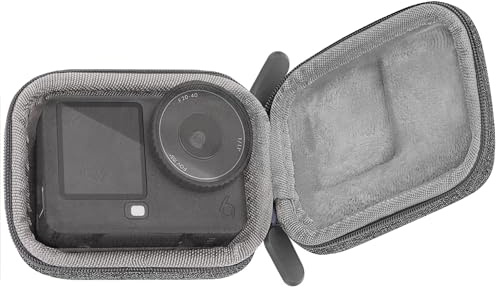 Geekria Bärväska för Osmo Action 6, bärbar kompakt förvaringsväska kompatibel med DJI Osmo Action 5 Pro, 4, 3 skyddsfodral, förvaringsväska med handledsrem, kameratillbehör (grå)
