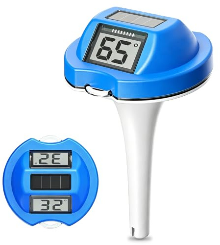 Thermomètre de piscine flottant à double écran, 108 x 108 x 182 m, de -9,9 °C à 50 °C, avec affichage numérique, étanche, pour piscine et baignoire