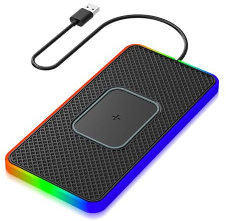 BOROCO Tappetino Ricarica Wireless Auto, Nero Caricabatterie Senza Fili