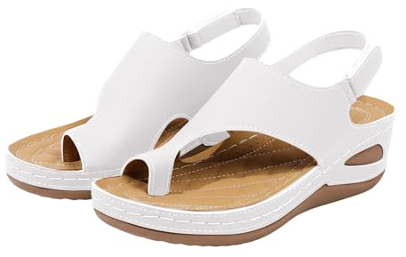Genérico Sandalias Mujer, Sandalias Con Los Dedos De Los Pies En El Talón De La Mujer, Sandalias Con Tacón Cuña Y Dedos Separados, Fresco Y Cómodo, Elegante Diseño Veraniego Blanco 43
