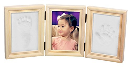 Babyin Kit de souvenir pour bébé Empreinte main ou pieds avec cadre en bois