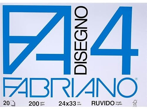 Fabriano F4 Ruvido Album da Disegno, 24 x 33 cm, Set da 2 Blocchi