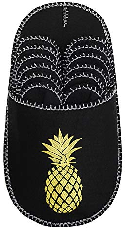 ONVAYA® ABS Gästepantoffel | Ananas | 6er Set | Antirutsch Sohle | Hausschuhe | Filzpantoffel | Gr. 36-45 | schwarz/grau | Gästehausschuhe