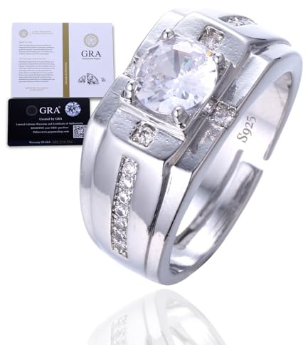 HALUKAKAH Anillo Moissanite D Color 1.0 ct Patrón de Cruz,Diamante Cultivado en Laboratorio de 1 Quilate con Certificado,Plata de Ley Chapado en Platino,Tamaño Ajustable,para Esposo,Novio,Cumpleaños