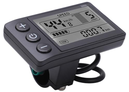 Goshyda Computer da Bici, Contachilometri Bici S866 Display LCD Misuratore Contachilometri Bicicletta Impermeabile IP65, Pannello di Controllo 24V 36V 48V con Spina SM per Montaggio Manubrio