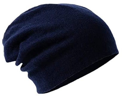Villand Cappello Beanie in 100% Lana Merino per Donna e Uomo con Borsa Regalo, Berretto da Sci a Doppio Strato, Cappello in Lana Lavorata a Maglia per l'inverno (Blu Marino)
