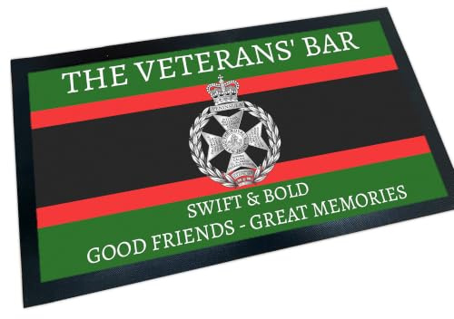 Royal Green Jackets RGJ Personalised Bar Runner Mat, 44 x 25cm, Optional Matching Coasters, Bottle Openers and Bar Accessories