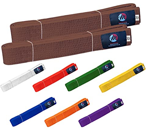 Karate Belt Multiple Colors Martial Arts Taekwondo Sports Belt Judo Karate Belt (300cm, Brown (Pack of 2))