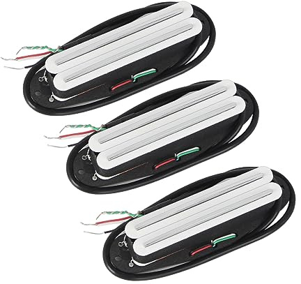 FLEOR Alnico 5 Hot Rail Humbucker Single-Coil-Sized Pickup Neck+Middle+Bridge Pickup Set, White